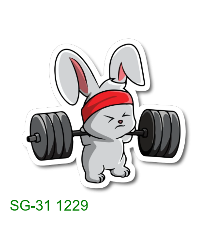 Weightlifting bunny sticker